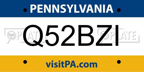 Q52BZI Pennsylvania License Plate