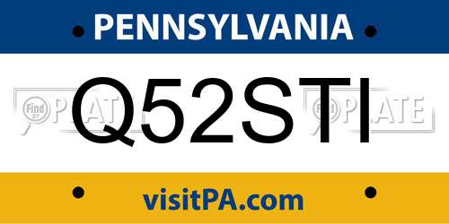 Q52STI Pennsylvania License Plate