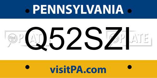 Q52SZI Pennsylvania License Plate