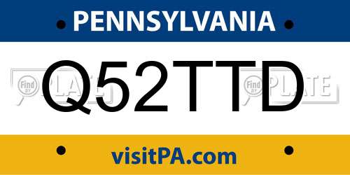 Q52TTD Pennsylvania License Plate