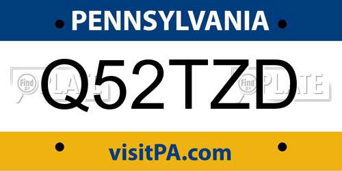 Q52TZD Pennsylvania License Plate