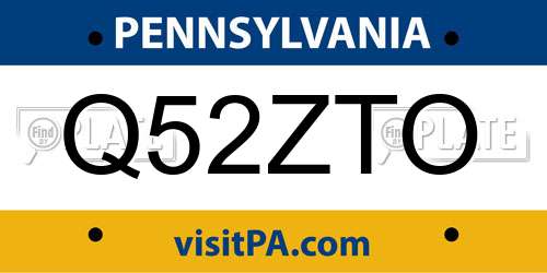 Q52ZTO Pennsylvania License Plate