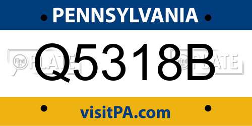 Q5318B Pennsylvania License Plate