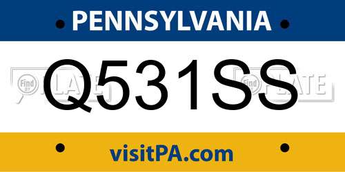 Q531SS Pennsylvania License Plate