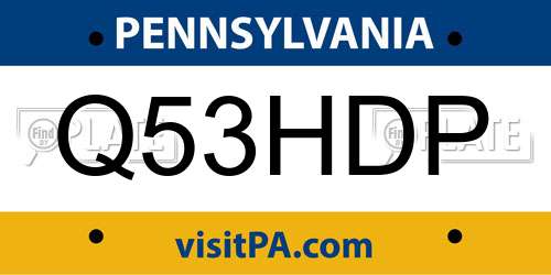 Q53HDP Pennsylvania License Plate