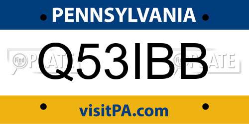 Q53IBB Pennsylvania License Plate