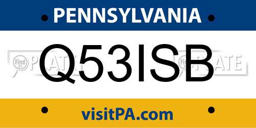Q53ISB Pennsylvania License Plate