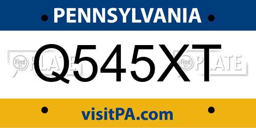 Q545XT Pennsylvania License Plate