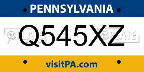 Q545XZ Pennsylvania License Plate