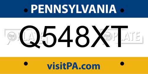Q548XT Pennsylvania License Plate