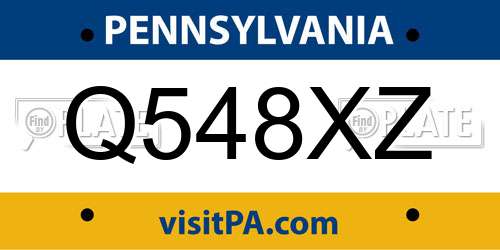 Q548XZ Pennsylvania License Plate