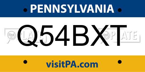 Q54BXT Pennsylvania License Plate