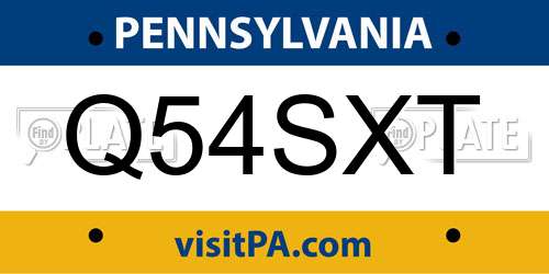 Q54SXT Pennsylvania License Plate
