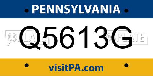 Q5613G Pennsylvania License Plate