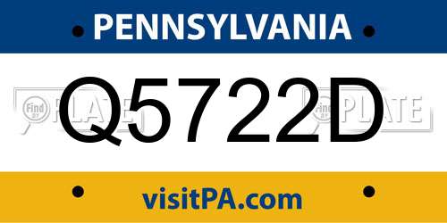 Q5722D Pennsylvania License Plate