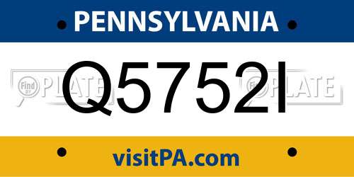 Q5752I Pennsylvania License Plate