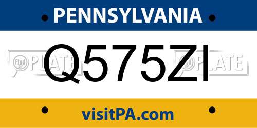 Q575ZI Pennsylvania License Plate