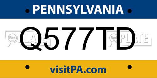 Q577TD Pennsylvania License Plate