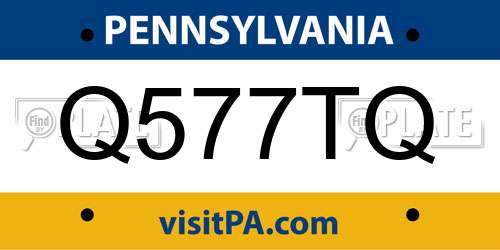 Q577TQ Pennsylvania License Plate