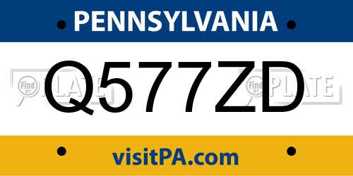 Q577ZD Pennsylvania License Plate
