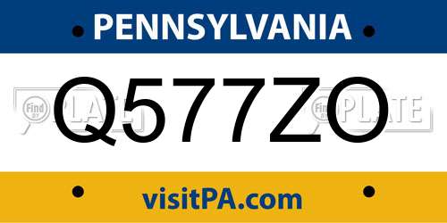 Q577ZO Pennsylvania License Plate