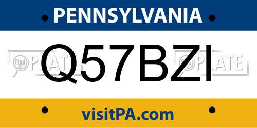 Q57BZI Pennsylvania License Plate