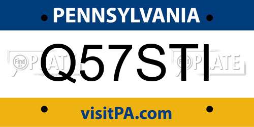 Q57STI Pennsylvania License Plate