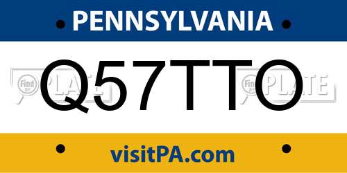 Q57TTO Pennsylvania License Plate