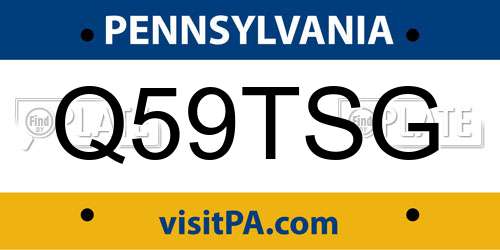 Q59TSG Pennsylvania License Plate