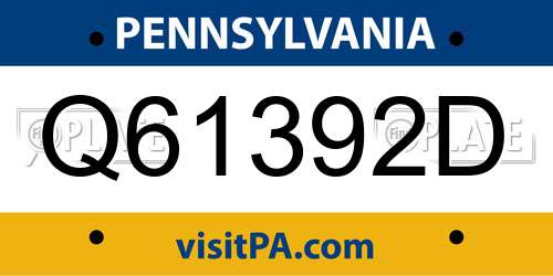 Q61392D Pennsylvania License Plate