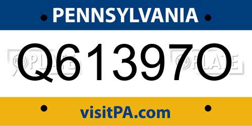 Q61397O Pennsylvania License Plate
