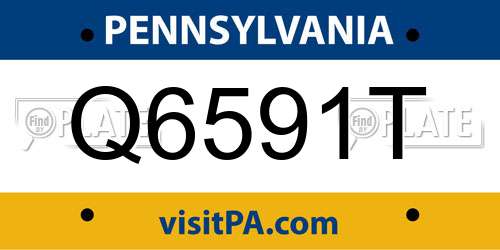 Q6591T Pennsylvania License Plate