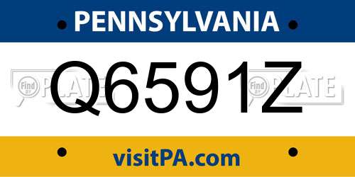 Q6591Z Pennsylvania License Plate