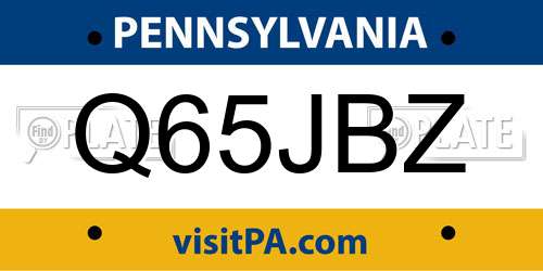 Q65JBZ Pennsylvania License Plate