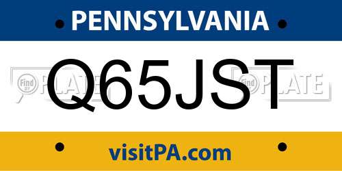 Q65JST Pennsylvania License Plate