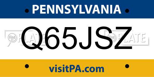 Q65JSZ Pennsylvania License Plate