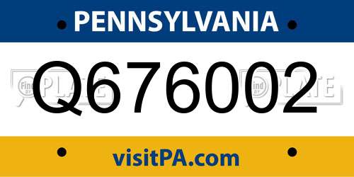 Q676002 Pennsylvania License Plate