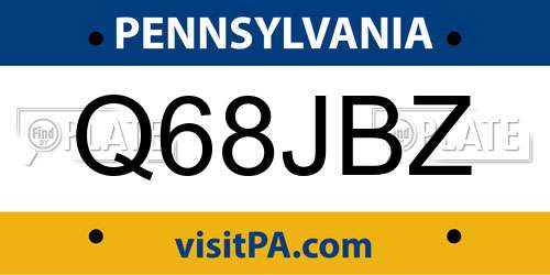Q68JBZ Pennsylvania License Plate