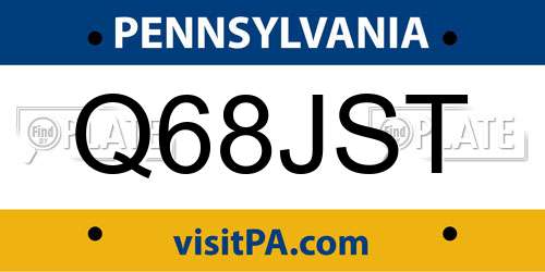 Q68JST Pennsylvania License Plate