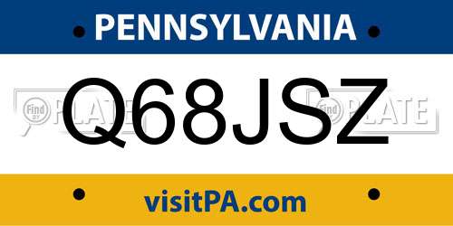 Q68JSZ Pennsylvania License Plate