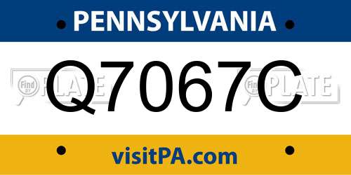 Q7067C Pennsylvania License Plate