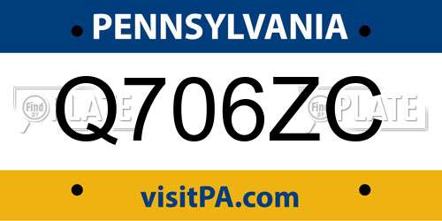 Q706ZC Pennsylvania License Plate