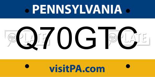Q70GTC Pennsylvania License Plate