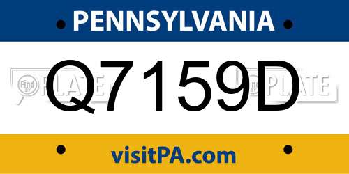 Q7159D Pennsylvania License Plate