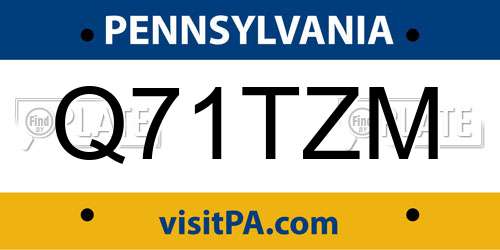 Q71TZM Pennsylvania License Plate
