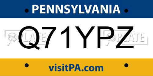 Q71YPZ Pennsylvania License Plate