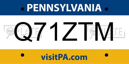 Q71ZTM Pennsylvania License Plate