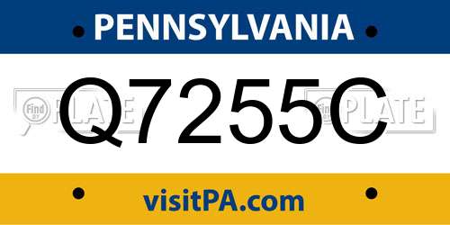 Q7255C Pennsylvania License Plate