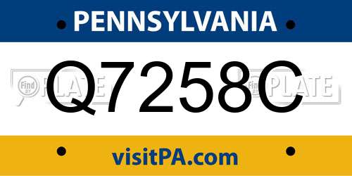 Q7258C Pennsylvania License Plate