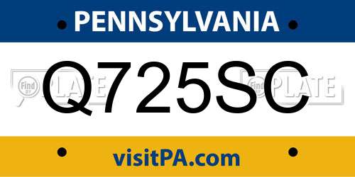 Q725SC Pennsylvania License Plate